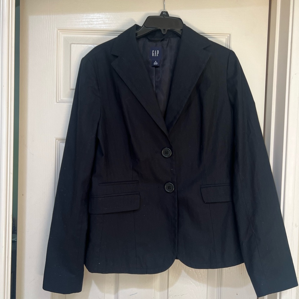 GAP cotton tailored structured women sz 12 black blazer business career smart - Picture 4 of 11